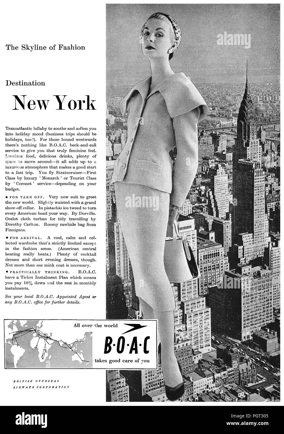 1955 britischen Werbung für B.O.A.C. Stockfoto