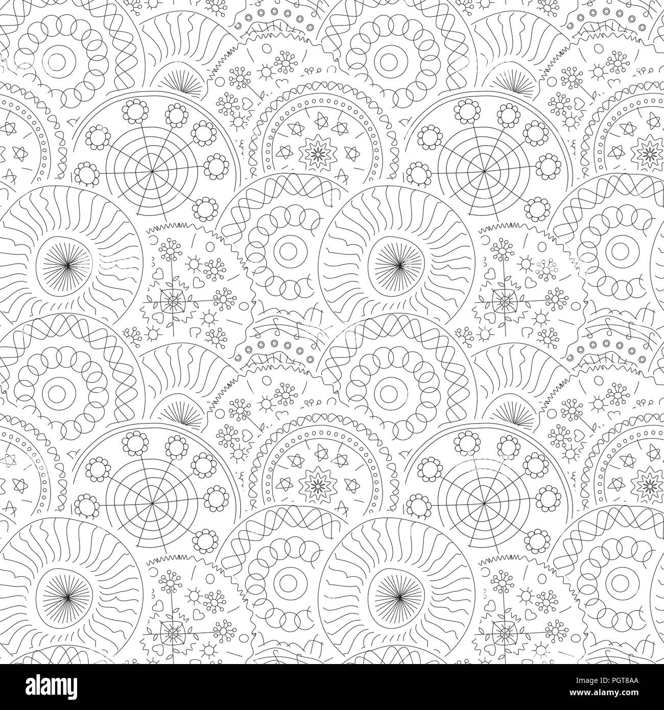 Hand Zeichnen Florale Nahtlose Muster In Schwarz Und Weiss Stock Vektorgrafik Alamy