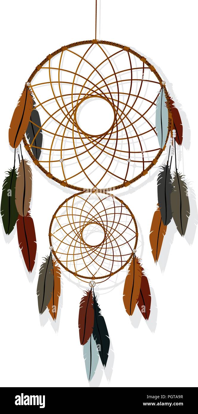 Native American-Indian Dream Catcher vor weißem Hintergrund Stock Vektor