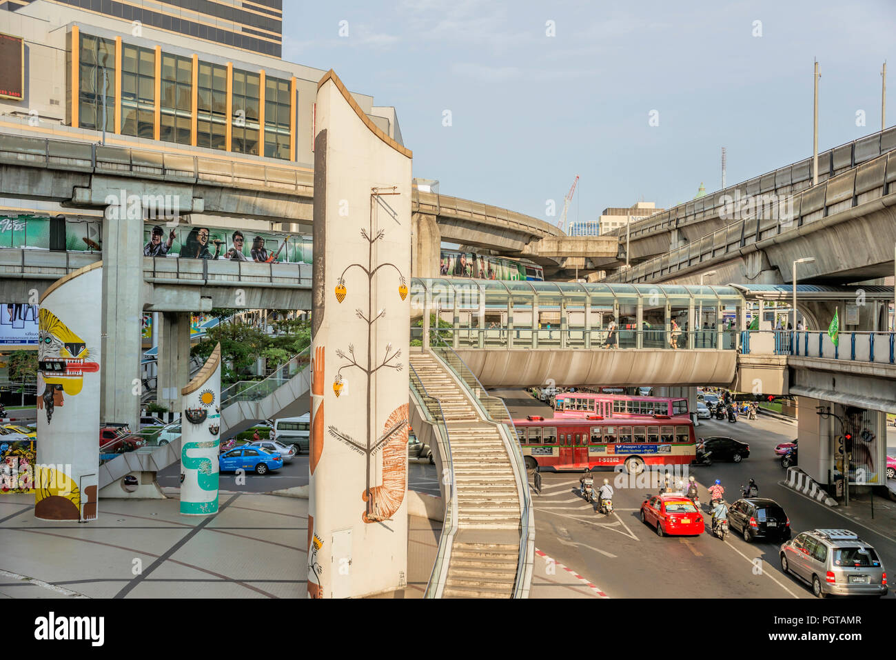 Pathumwan-Kreuzung im Zentrum Stadt, Bangkok, Thailand Stockfoto