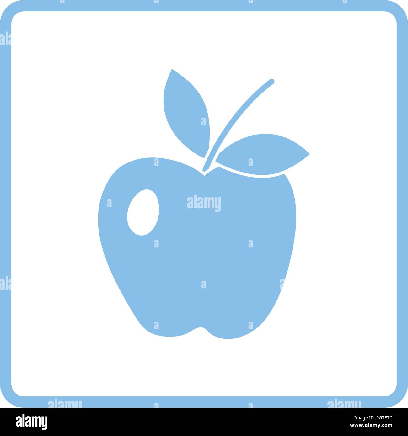 Symbol von Apple. Blauer Rahmen Design. Vector Illustration. Stock Vektor