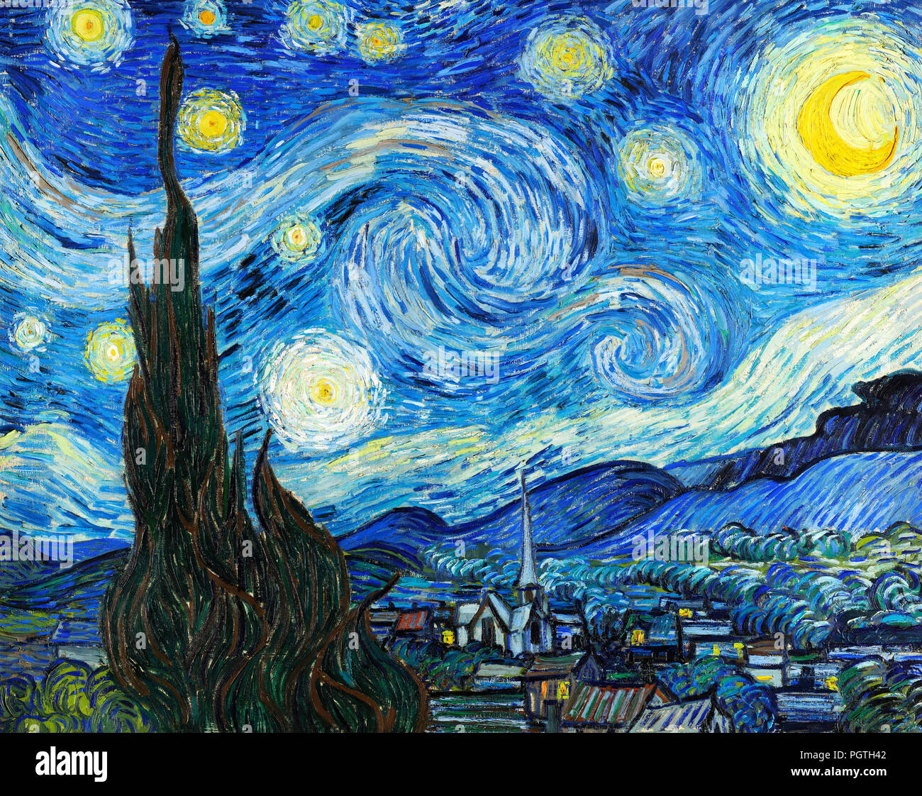 Van Gogh, sternenklare Nacht. "Sternennacht" von Vincent Van Gogh (1853-1890), Öl auf Leinwand, 1889 Stockfoto