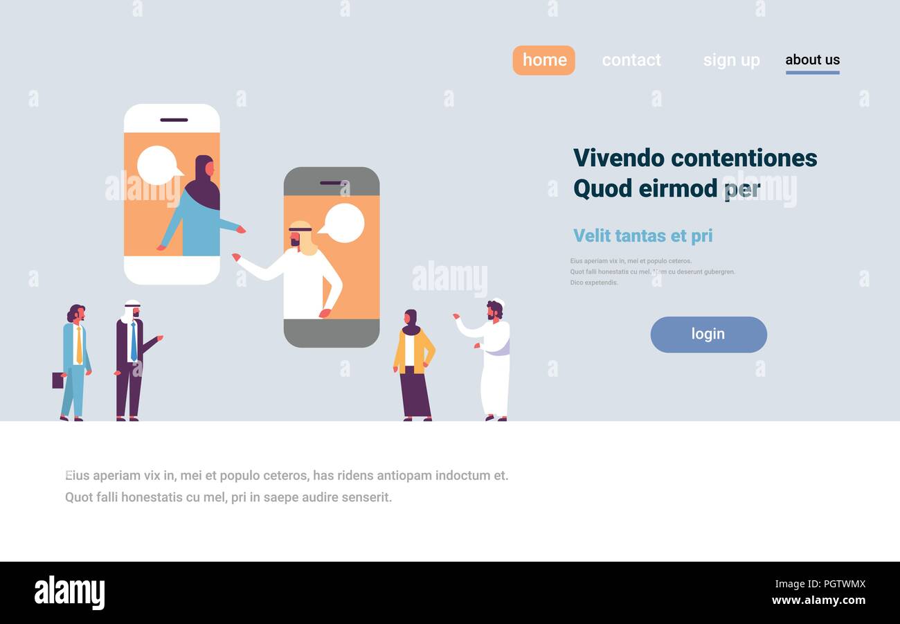 Arabisch Paar chat Blasen mobile Kommunikation Sprachdialog arabischen Mann Frau Charakter Hintergrund hochformatkopie Raum horizontalen flachen Stock Vektor