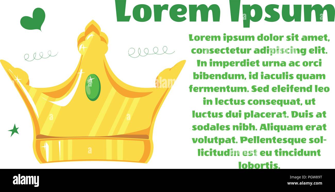 Vector Illustration. Goldene Krone mit Schmuckstein auf weißem Hintergrund. Mit Platz für Text Stock Vektor