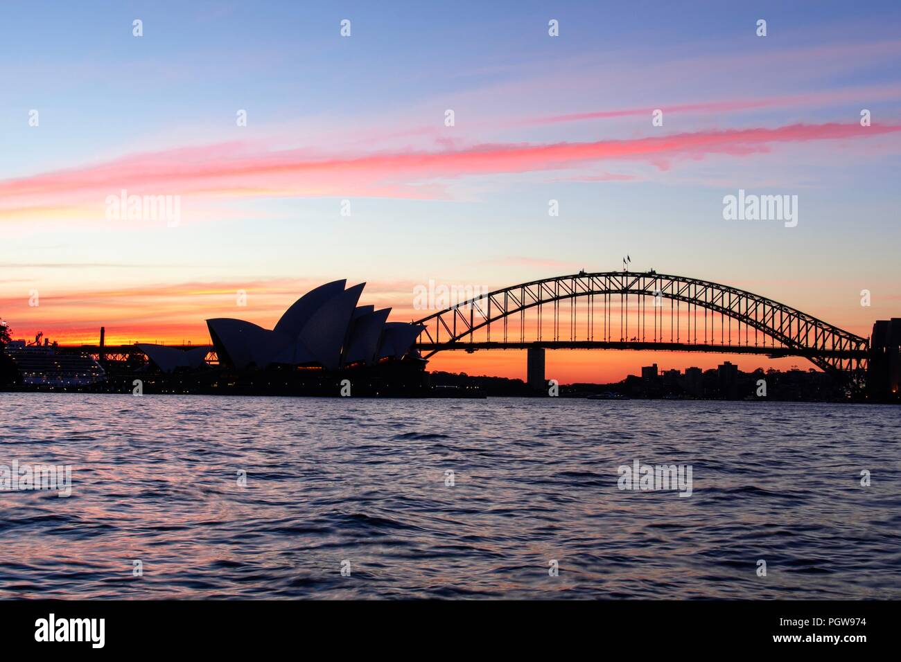 Sydney Harbour Bridge Sonnenuntergang Stockfoto