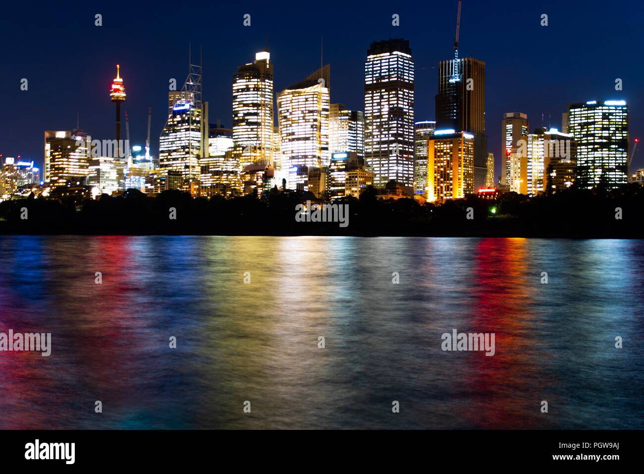 Sydney Night Shot von CBD Skyline Stockfoto