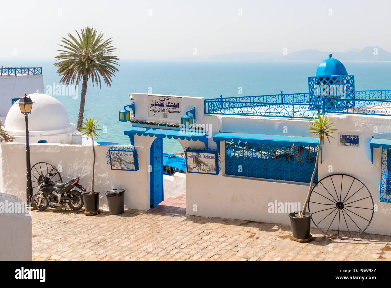 Das berühmte Café in Sidi Bou Said, Tunesien, Afrika Stockfoto