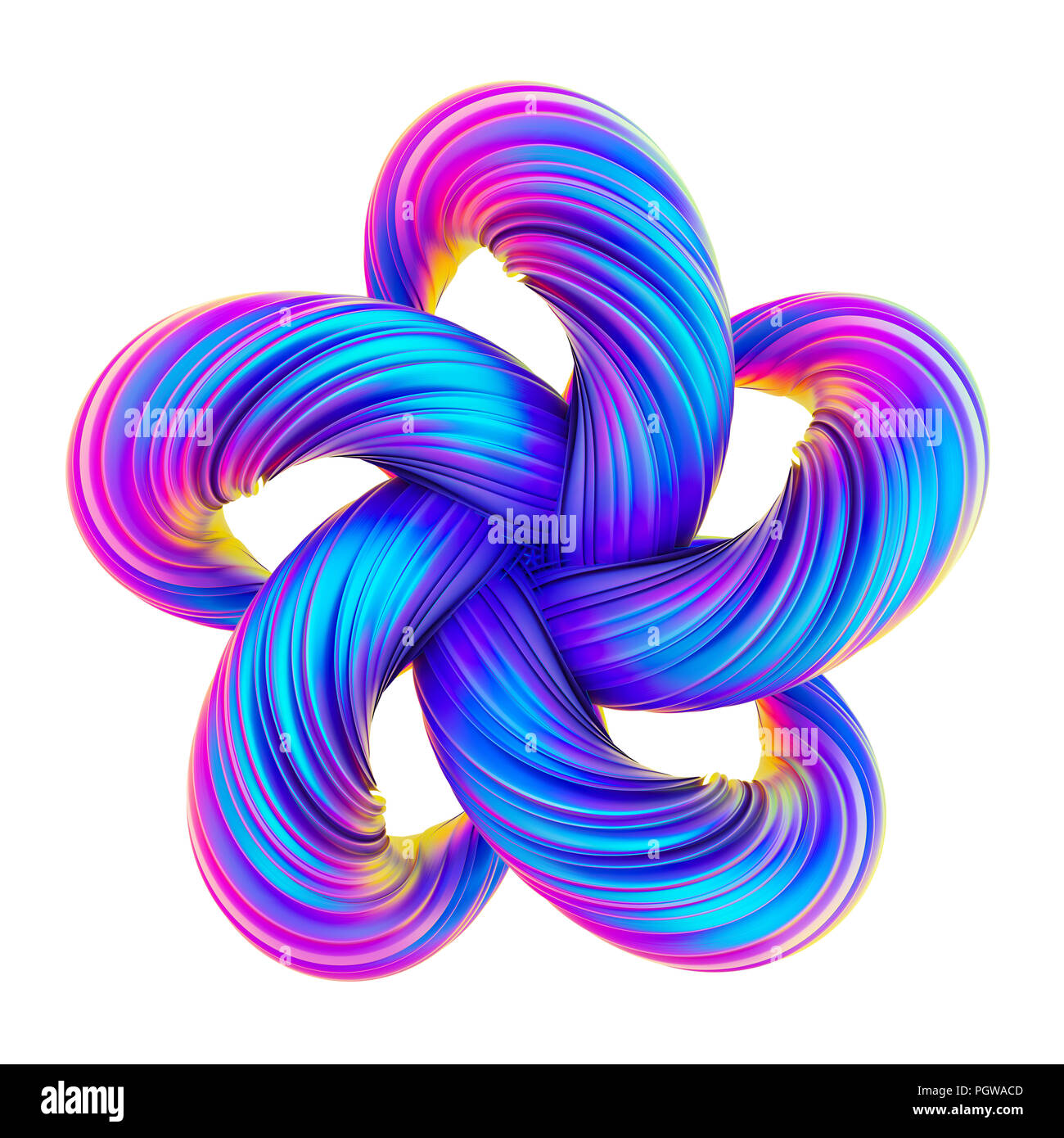Holographische abstrakte twisted Form im Fluid Design 3D-Render. Stockfoto
