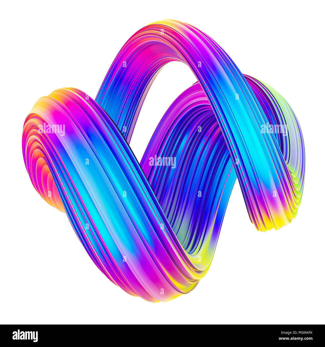Flüssigkeit in sich verdrehten trendigen Neon holographische farbigen Design Element. Stockfoto