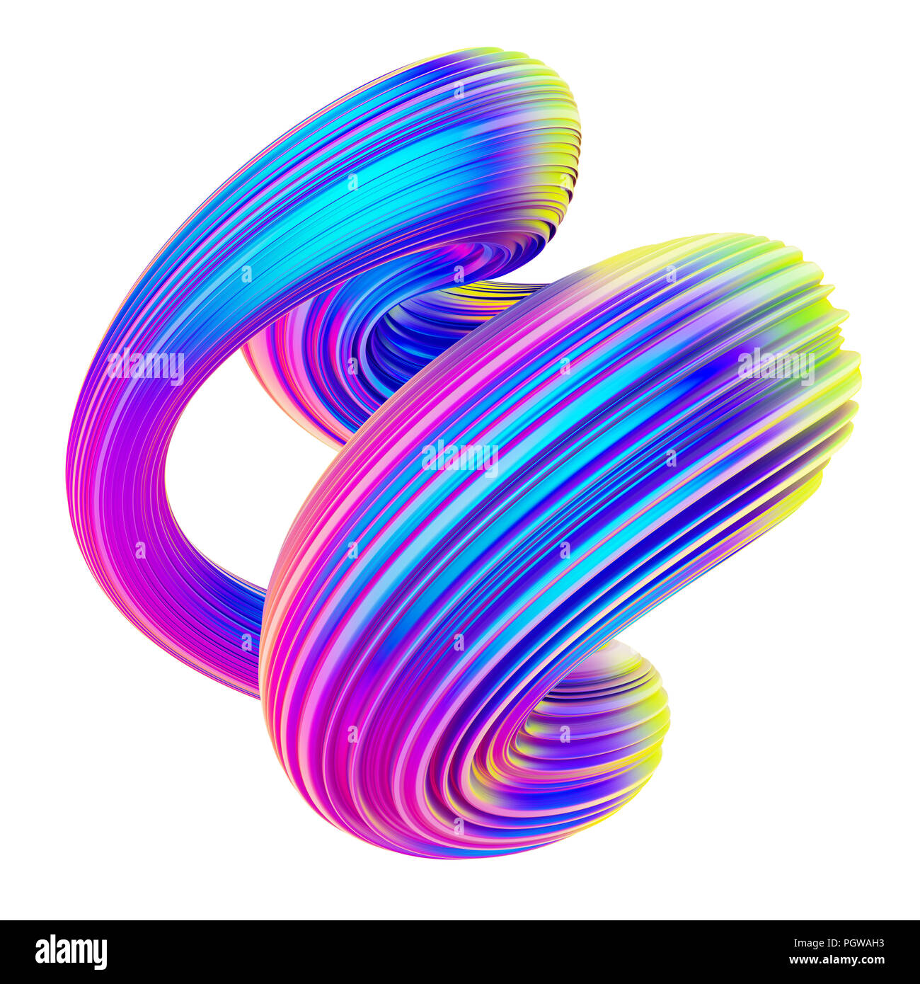 Fluid twisted Shape Design Element mit trendigen holographische Farben. Stockfoto