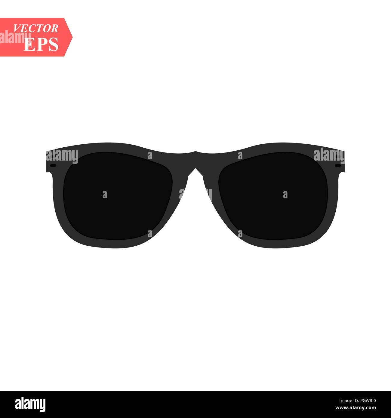 Sonnenbrille schwarz Symbol auf weißem Hintergrund. Vector Illustration Stock Vektor