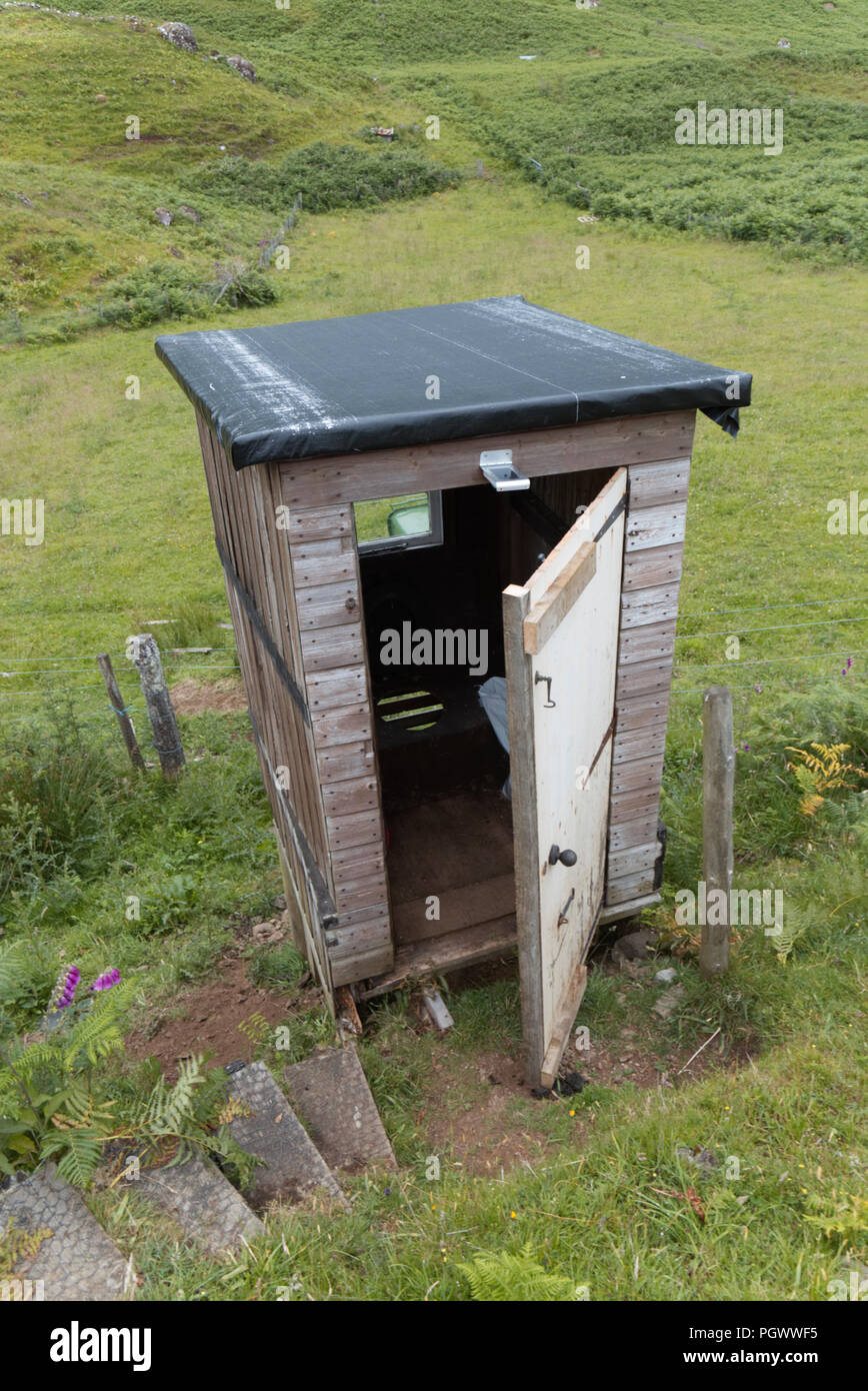 Kompost-wc, Insel Eigg Stockfoto