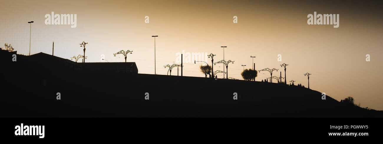 Contraluz Del Paseo marítimo de A Coruña. Galizien. Stockfoto Contraluz Del Paseo marítimo de A Coruña. Galizien. Stockfoto