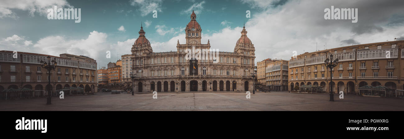 Rathausplatz in A Coruña, Maria Pita Square Stockfoto