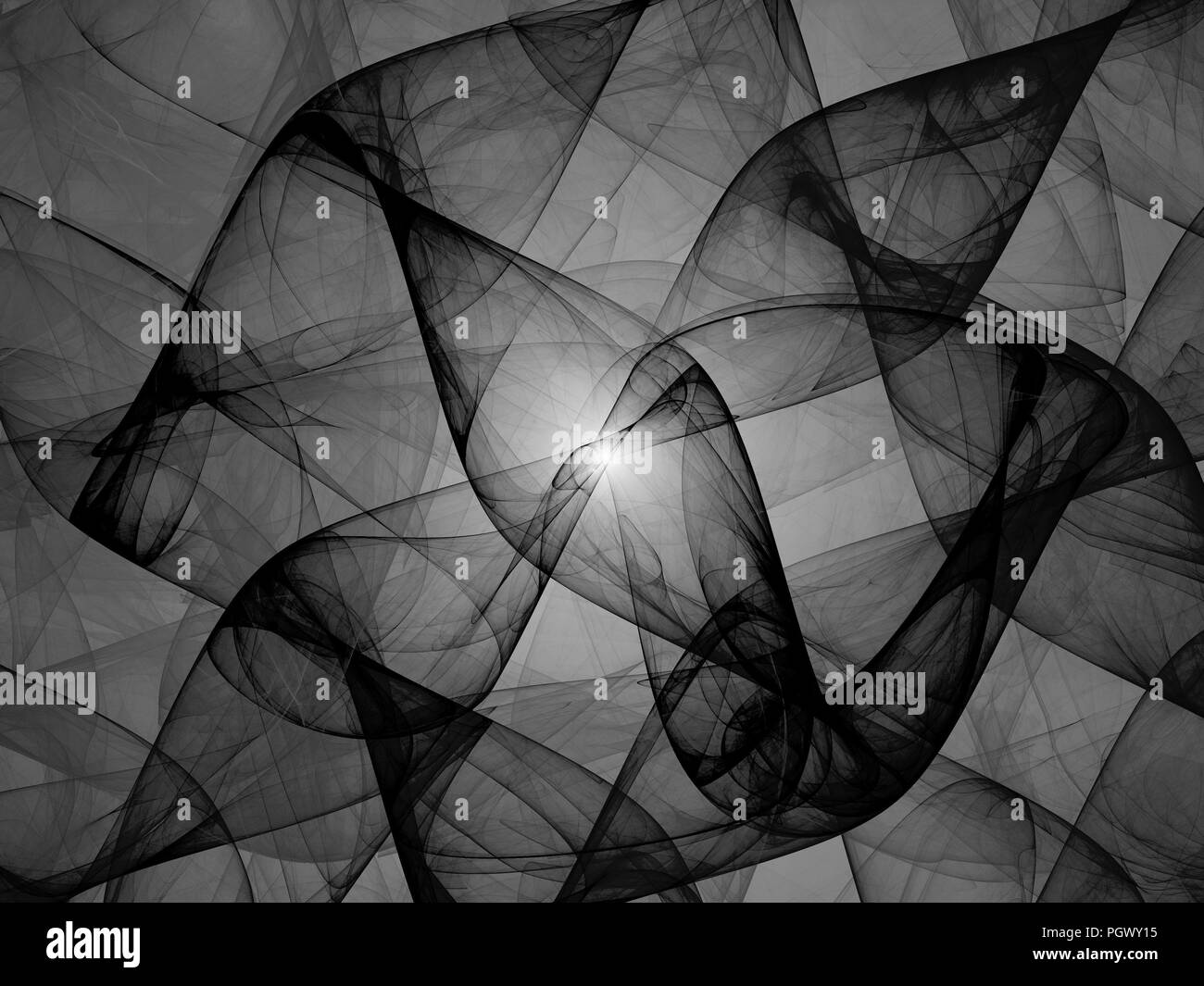 Dunkle Materie mit Gravitationswellen im Weltraum Schwarz und Weiß, computer-generierte Zusammenfassung Hintergrund, 3D-Rendering Stockfoto
