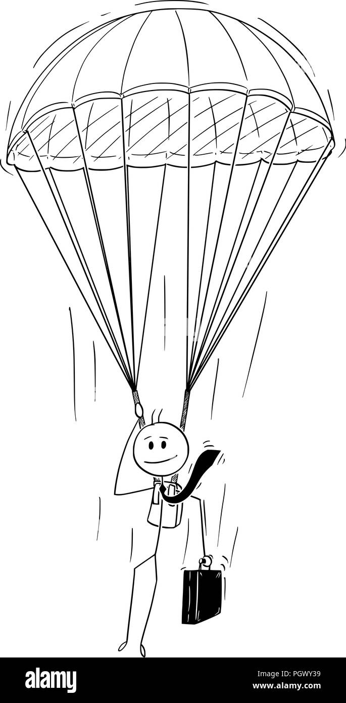 Cartoon von Skydiver Geschäftsmann mit Fallschirm Stock Vektor