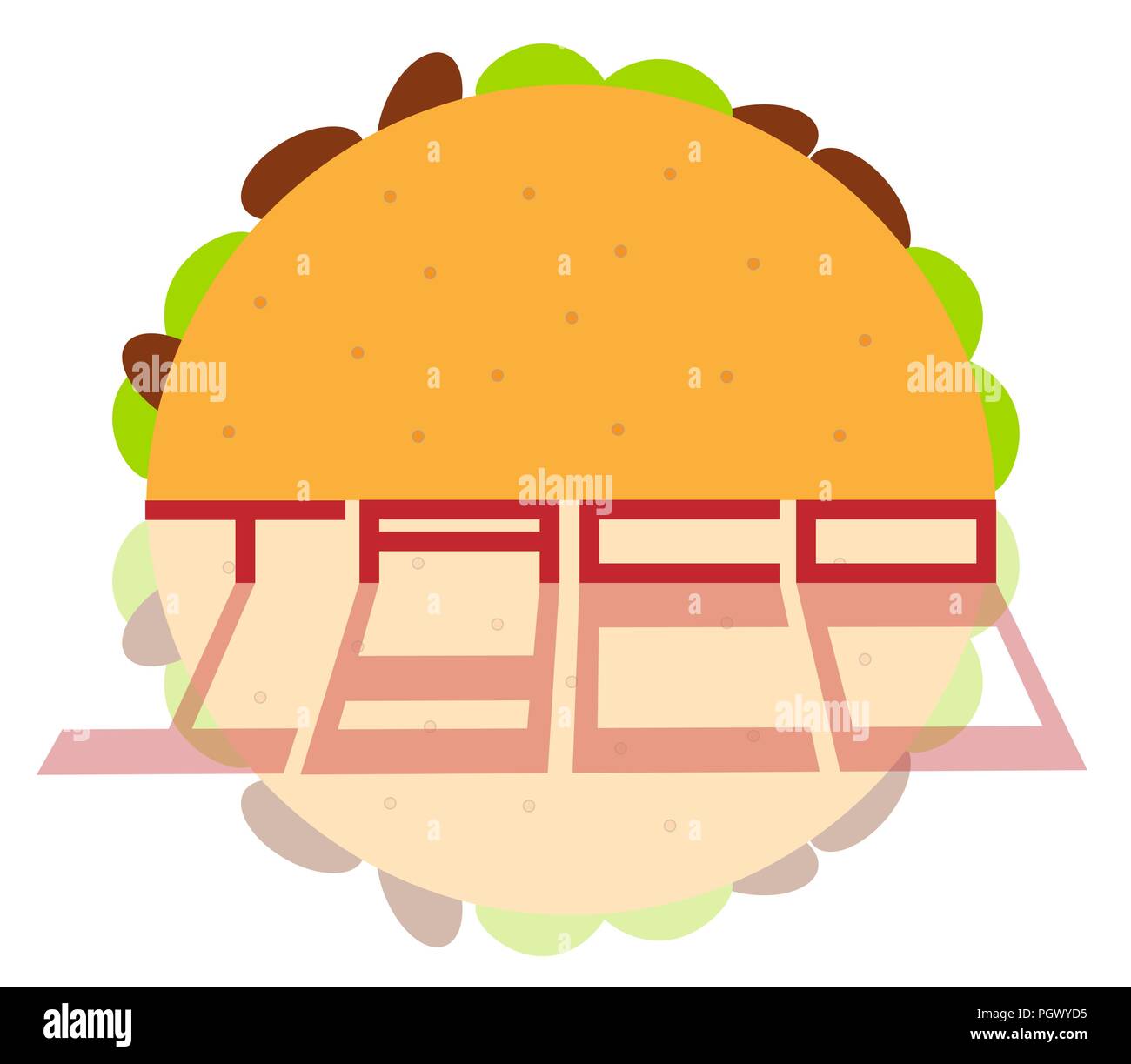 Tacos mit Beschriftung und Reflexion taco mexikanischer Kunst logo Stock Vektor