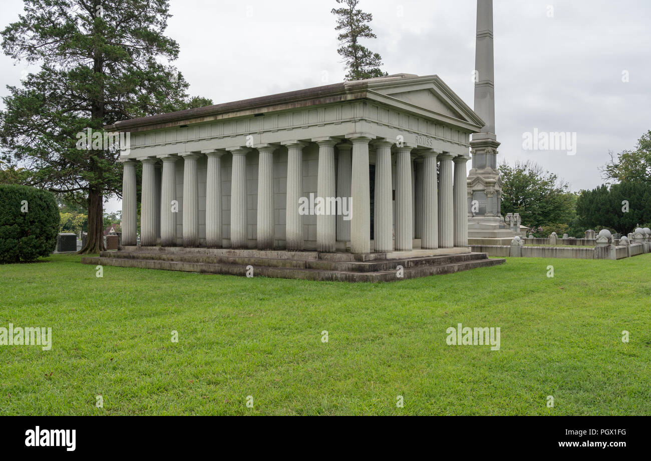 Rouss Mausoleum in Mt Hebron Friedhof in Winchester VA Stockfoto