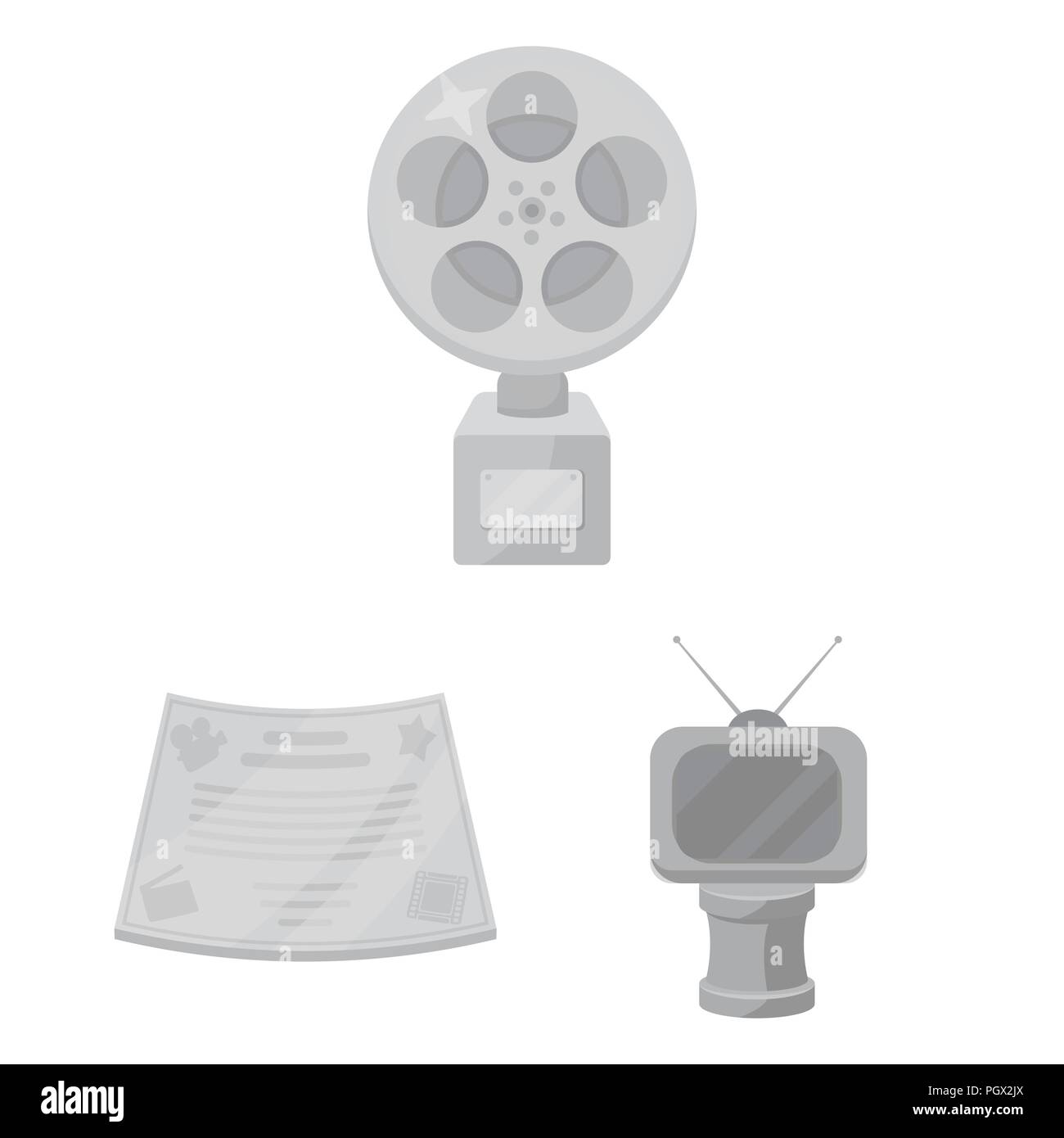 Film Auszeichnungen und Preise monochrome Icons im Set Sammlung für Design. Die Welt Film Academy vektor Symbol lieferbar Abbildung. Stock Vektor