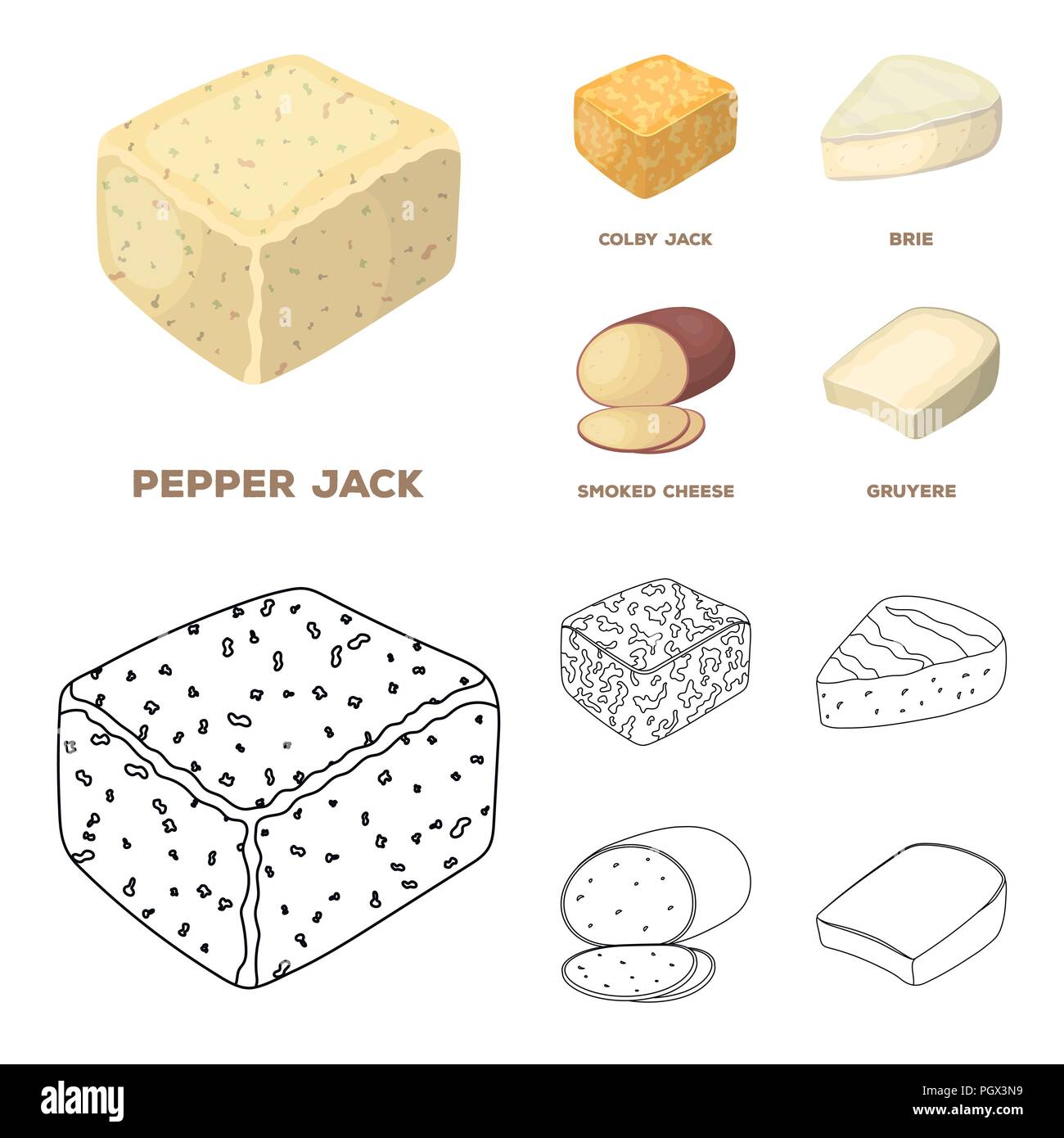 Schafkäse, geräuchert, Colby jack, Pfeffer Jack. Verschiedene Sorten ...