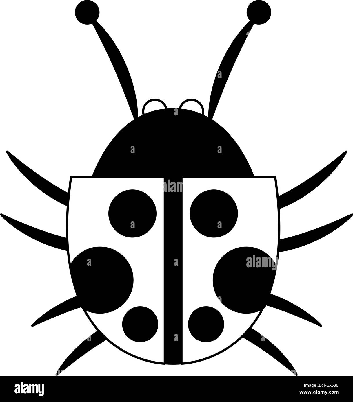 Marienkafer Isolierte Symbol In Schwarz Und Weiss Stock Vektorgrafik Alamy