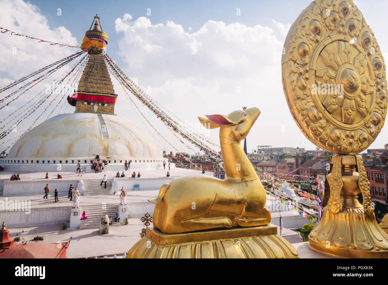 Bodhnath, Katmandu, Bagmati, Nepal: große Stupa von Bodhnath, das größte in Asien und eines der größeren in der Welt. Unesco-heritege Ort, in Stockfoto