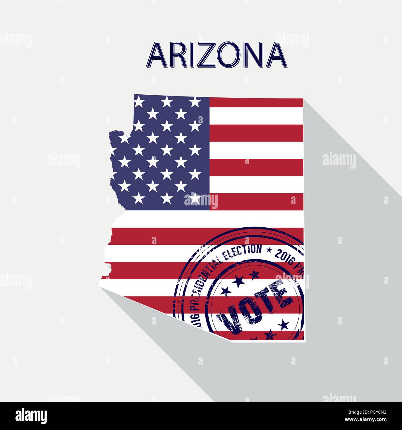 Zustand von Arizona vector graphic Karte mit Fahne und Presidential tag Abstimmung Stempel Stock Vektor