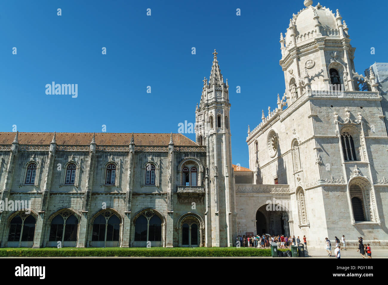 Lissabon, Portugal - 20. AUGUST 2017: Hieronymites Jeronimos Kloster des Ordens des Heiligen Hieronymus Stockfoto