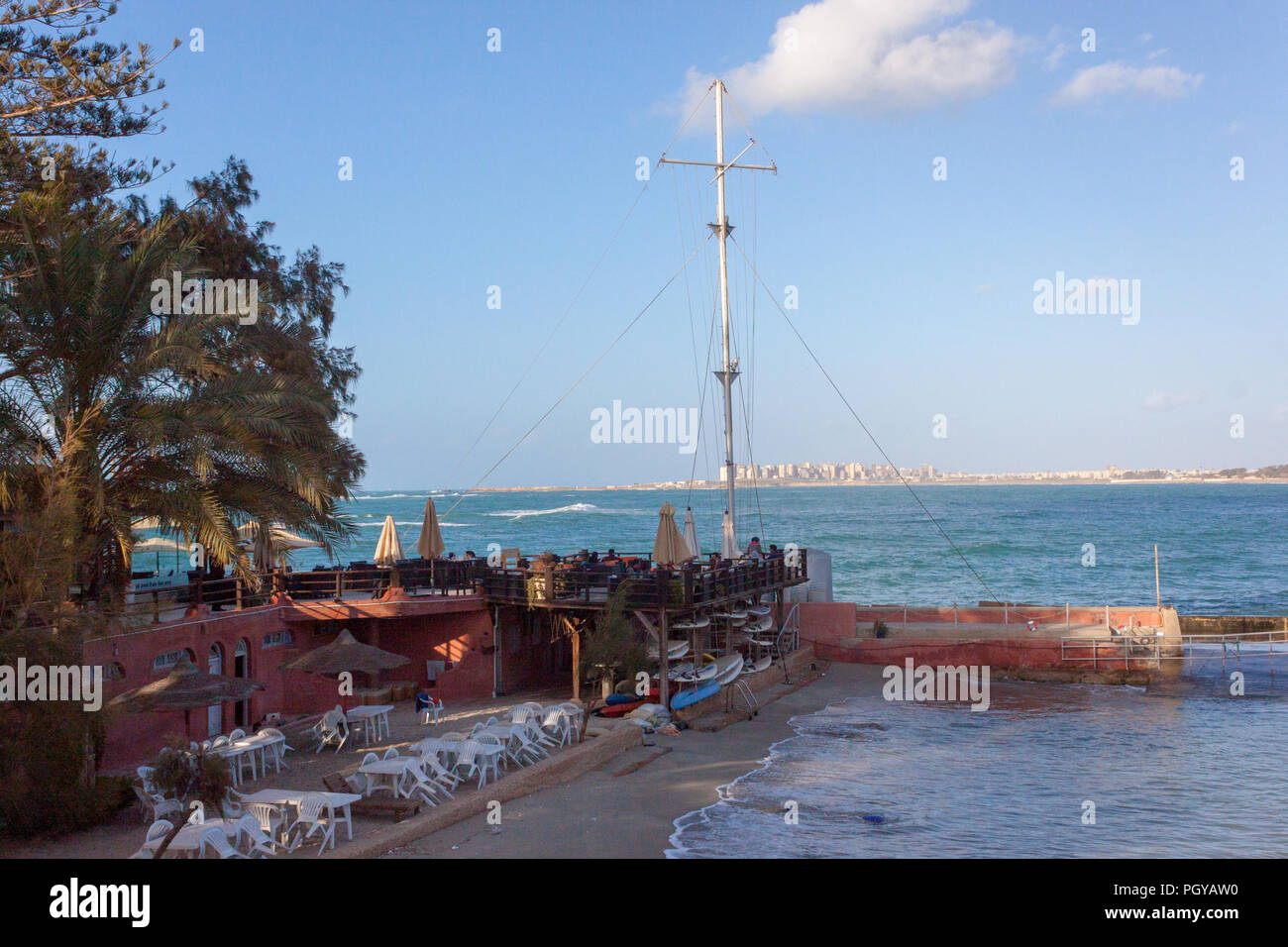 Leuchtturm von Alexandria und thr Montaza Palastes Stockfoto