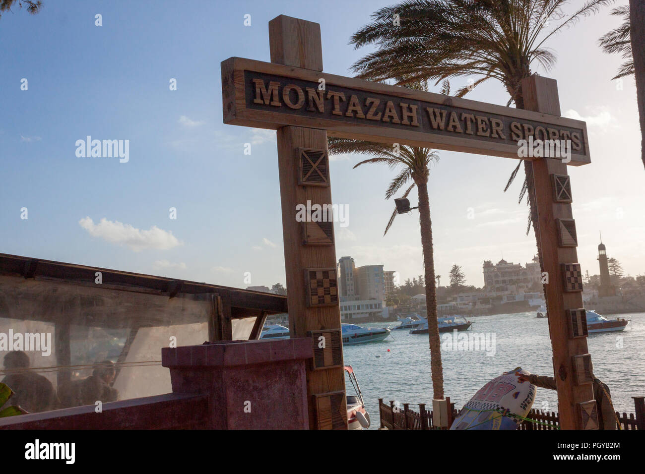 Leuchtturm von Alexandria und thr Montaza Palastes Stockfoto