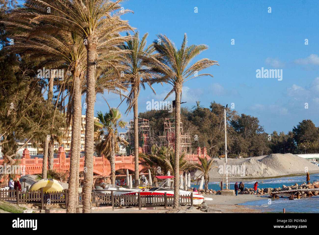 Leuchtturm von Alexandria und thr Montaza Palastes Stockfoto