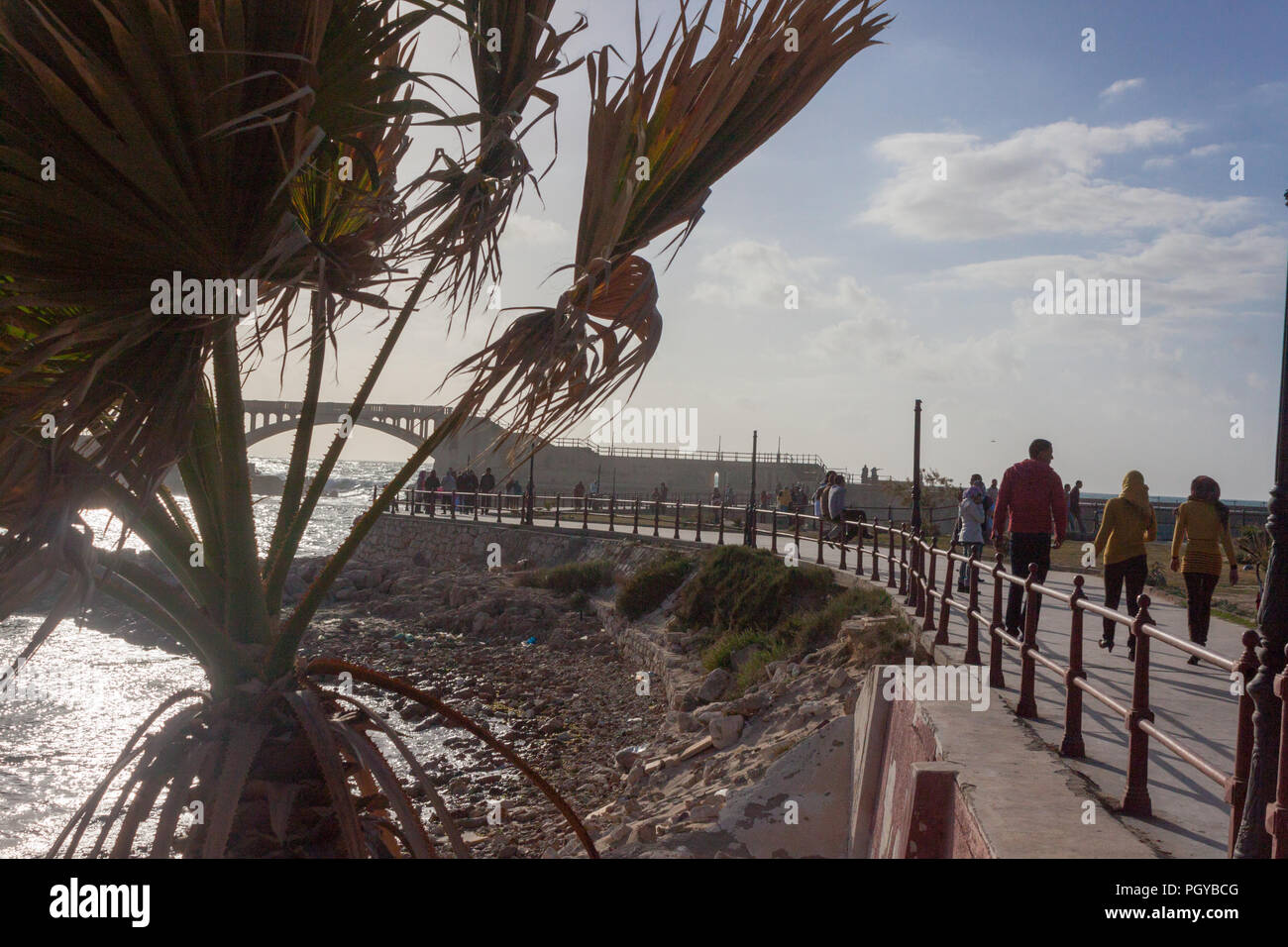 Leuchtturm von Alexandria und thr Montaza Palastes Stockfoto