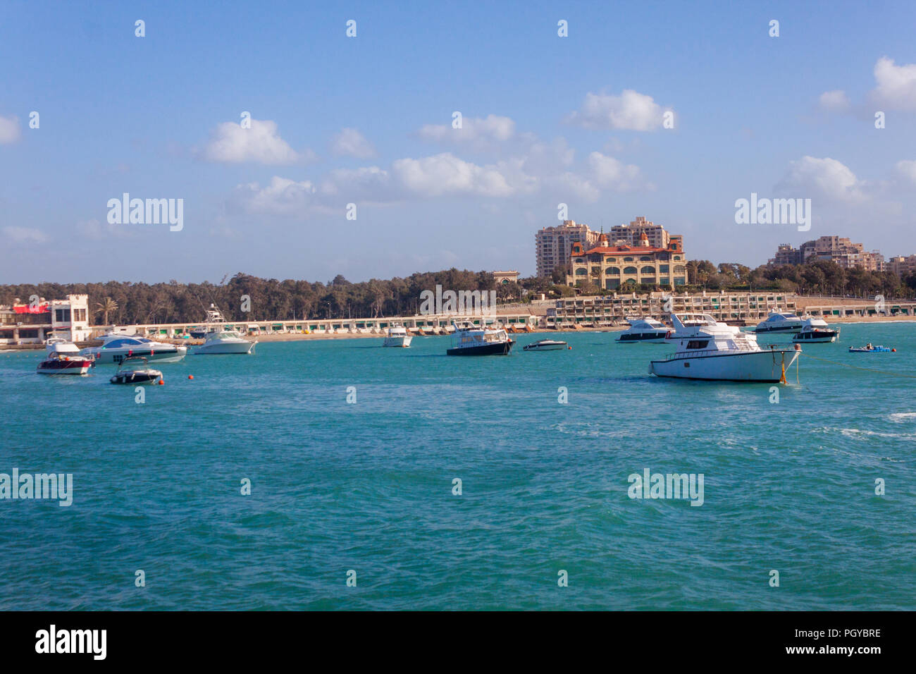 Leuchtturm von Alexandria und thr Montaza Palastes Stockfoto