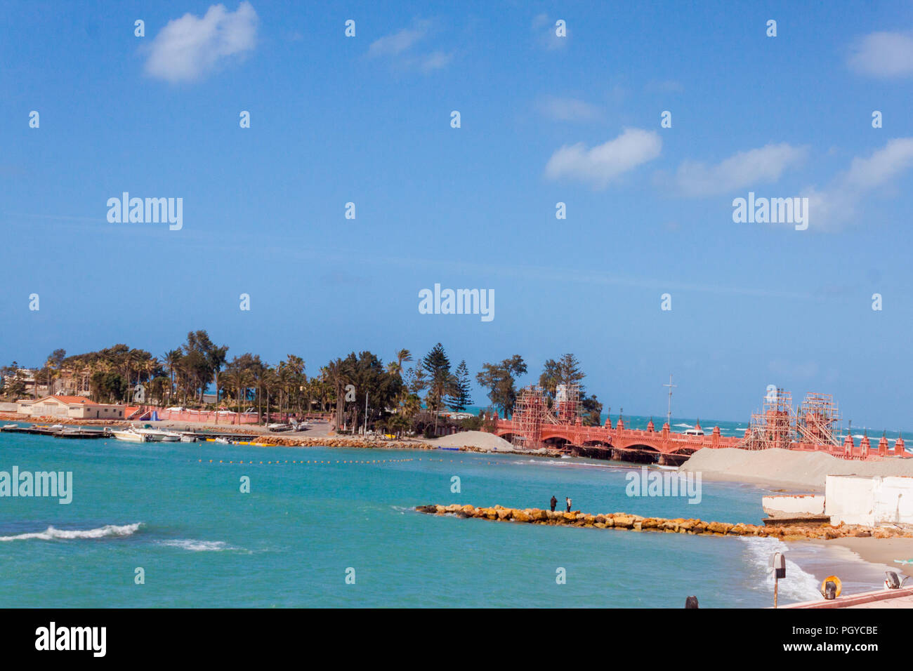 Leuchtturm von Alexandria und thr Montaza Palastes Stockfoto