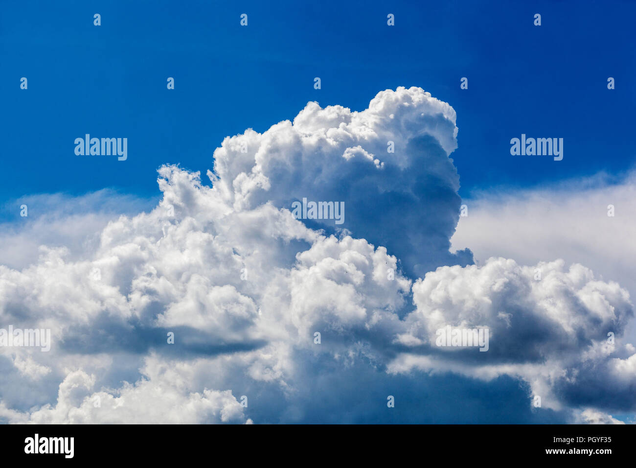 Flauschige cumulus Wolken im blauen Himmel Stockfoto