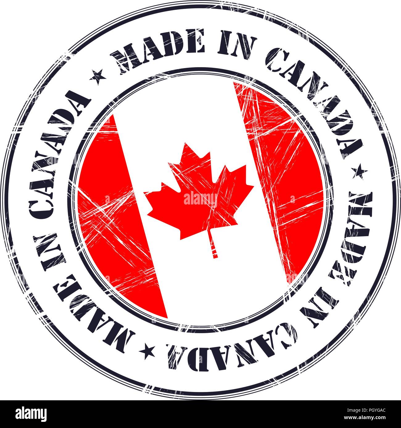 In Kanada grunge Gummi Stempel mit Flagge gemacht Stock Vektor