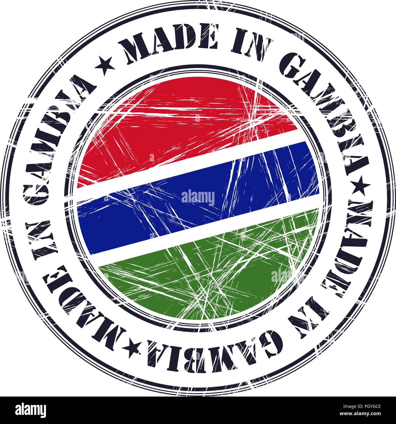 In Gambia grunge Gummi Stempel mit Flagge gemacht Stock Vektor