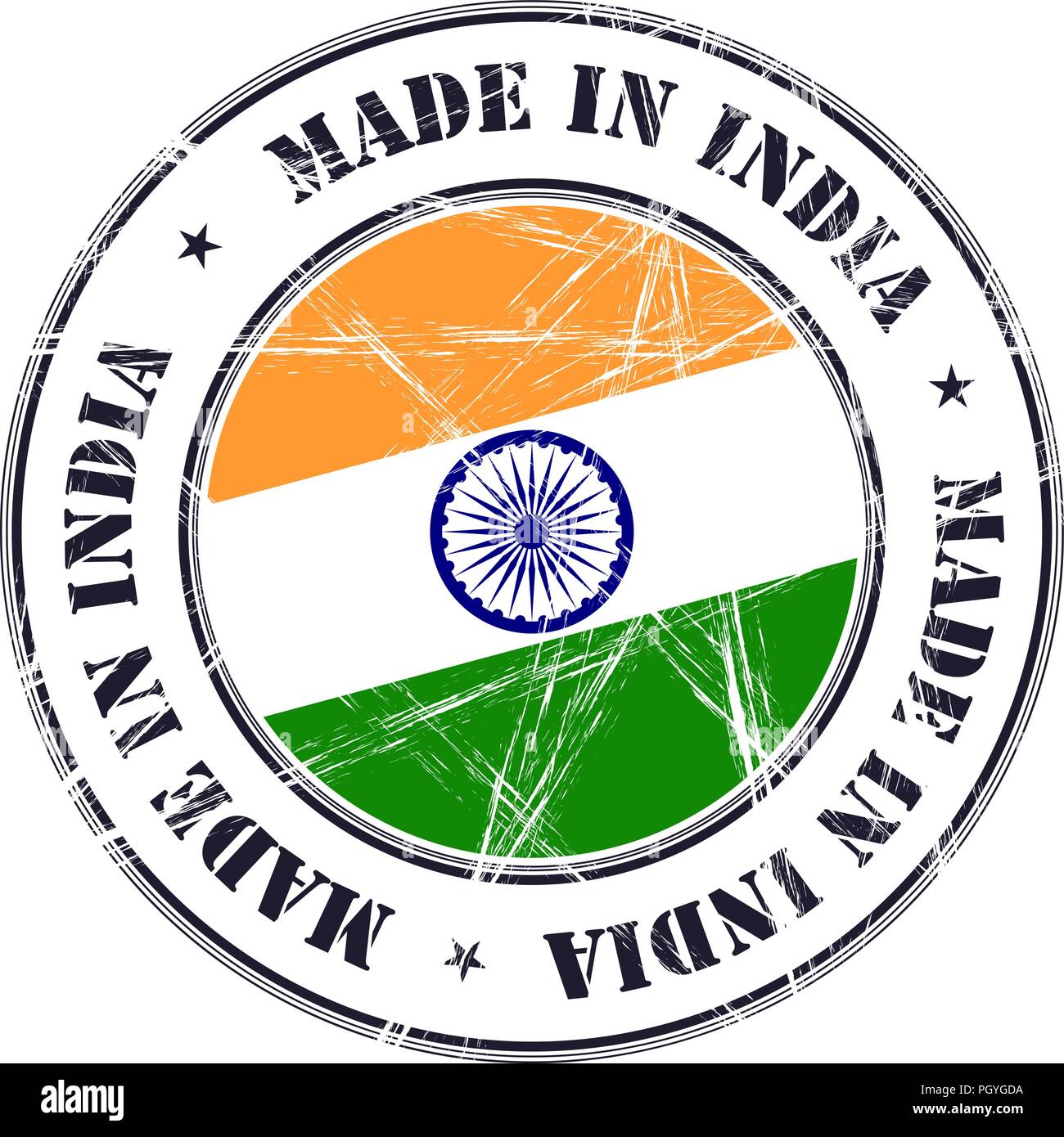 In Indien grunge Gummi Stempel mit Flagge gemacht Stock Vektor