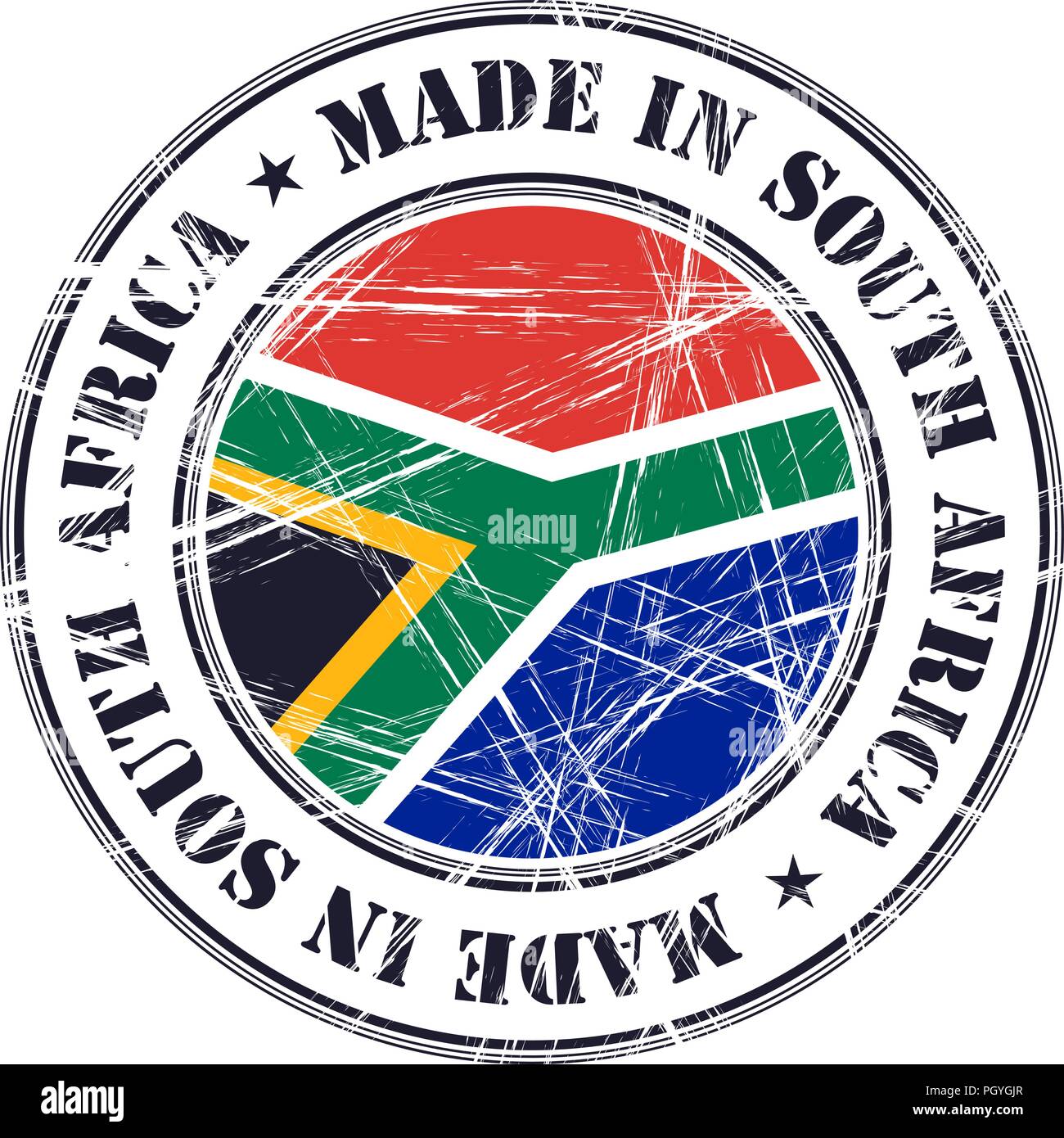 In Südafrika grunge Gummi Stempel mit Flagge gemacht Stock Vektor