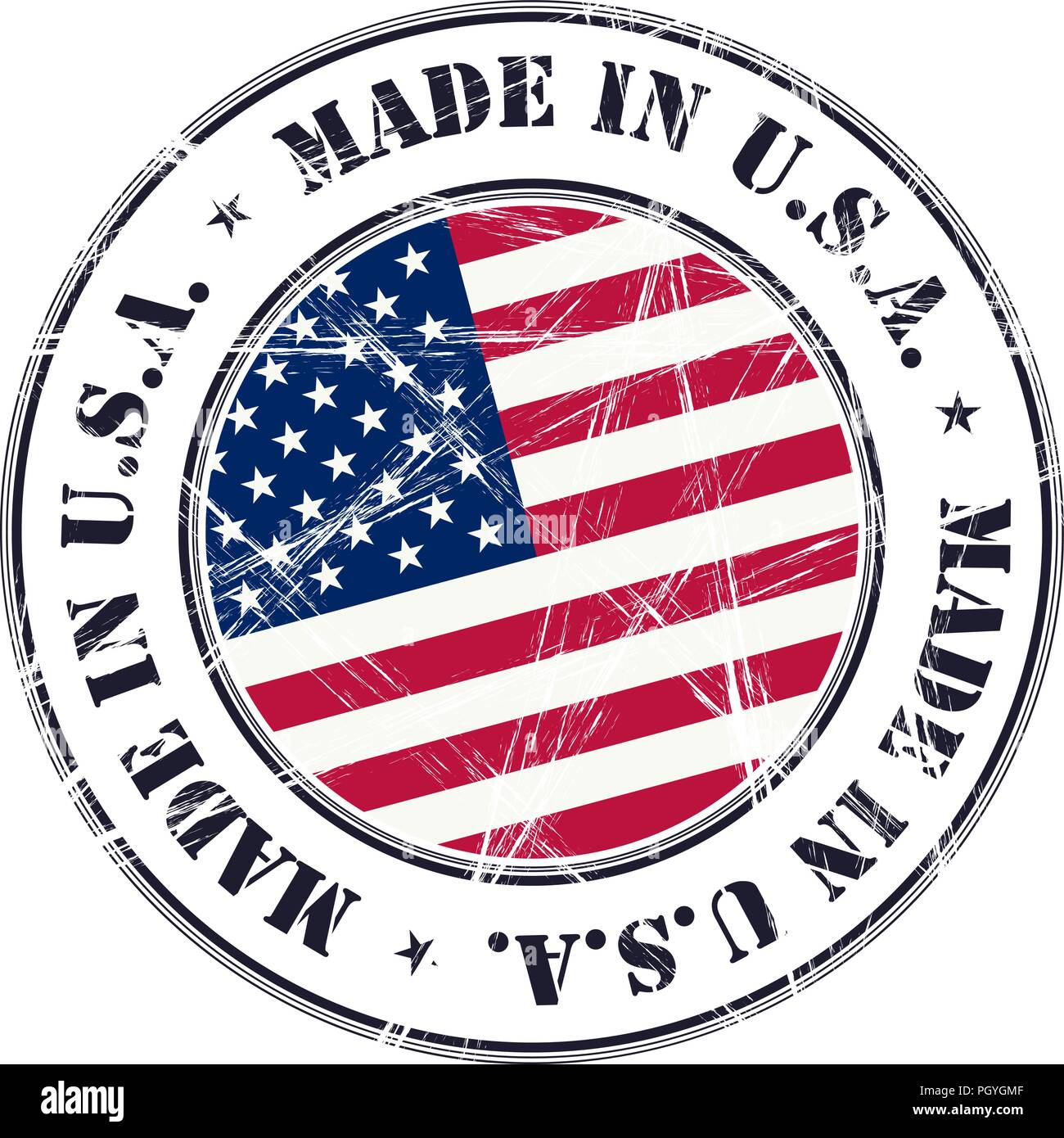 In den Vereinigten Staaten von Amerika grunge Gummi Stempel mit Flagge gemacht Stock Vektor
