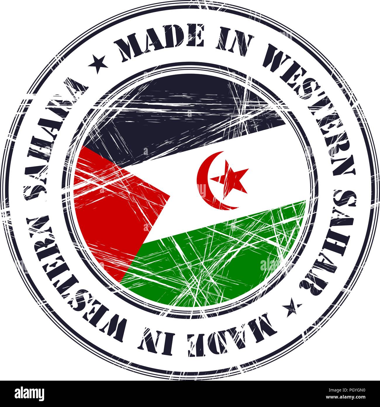 In der Westsahara grunge Gummi Stempel mit Flagge gemacht Stock Vektor