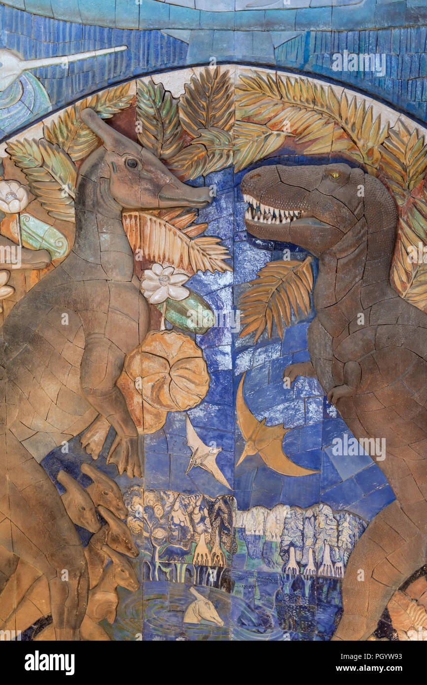 Prähistorische Leben, Kunst in Moskau Paläontologisches Museum, Moskau, Russland Stockfoto