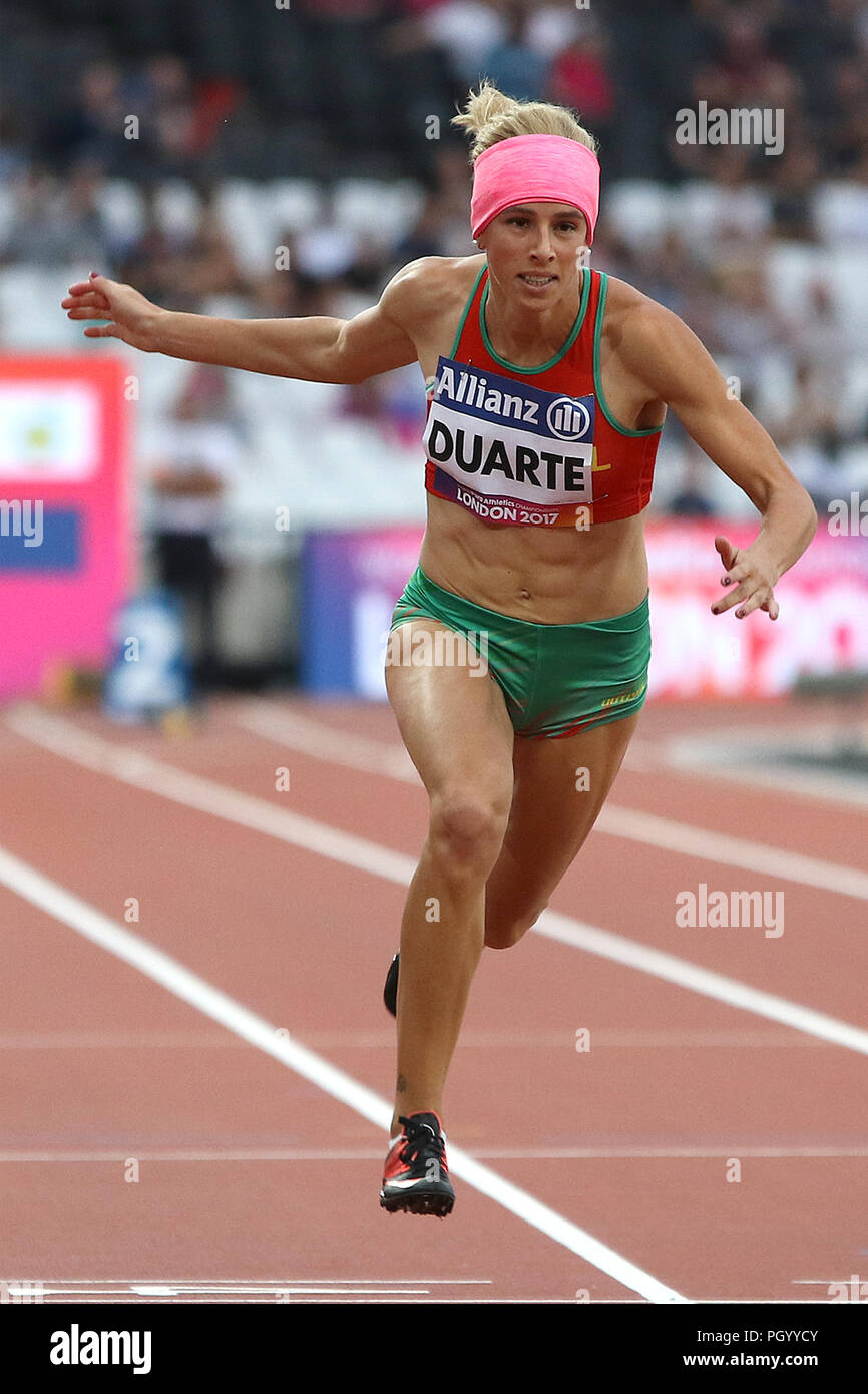 Carolina DUARTE von Portugal in der Frauen 100m T13 Finale auf der Welt Para Meisterschaften in London 2017 Stockfoto