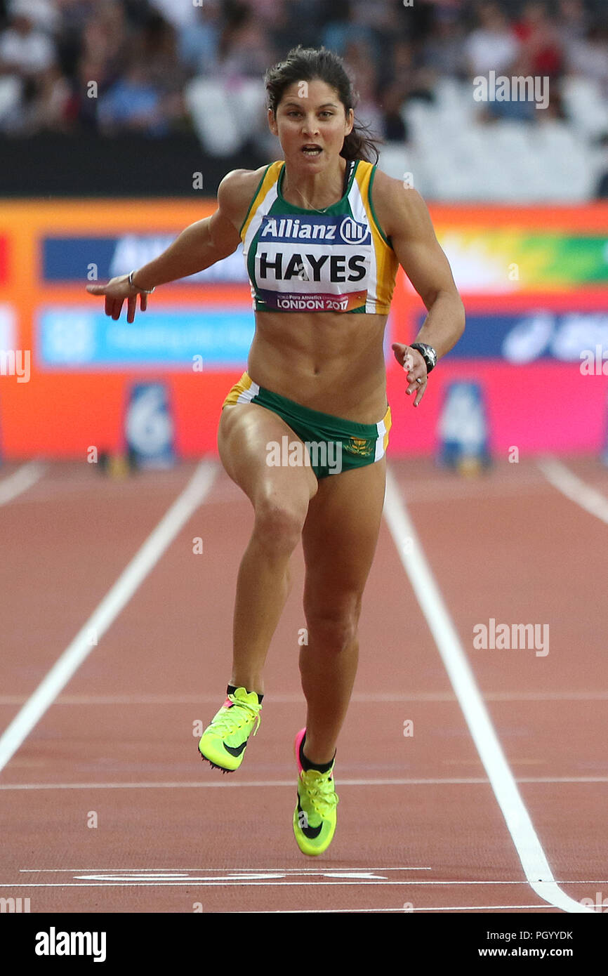 Ilse HAYES von Südafrika in der Frauen 100m T13 Finale auf der Welt Para Meisterschaften in London 2017 Stockfoto