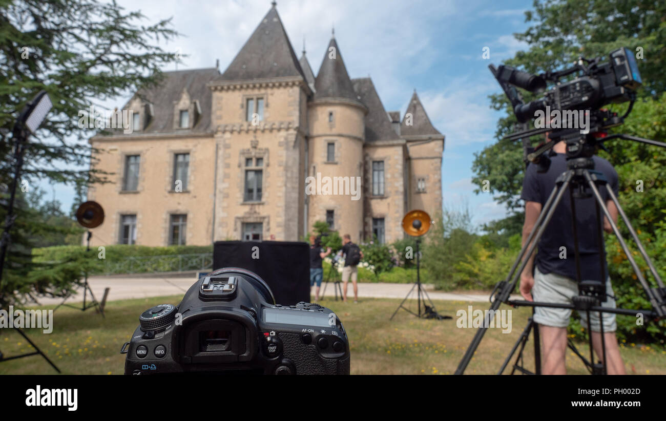 Dslr-Kamera bereit auf einem im Fernsehen Interview zu wechseln Stockfoto