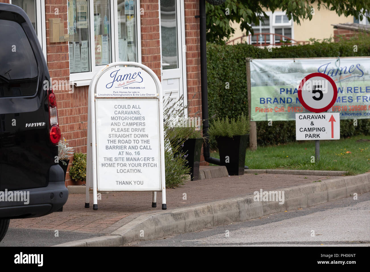 Waldstadt, Mansfield, Großbritannien. 29. August 2018. Ein 66-jährige Mann und die 48-jährige Frau an hohen Bäumen Park Homes in Waldstadt, Mansfield gestorben sind. Credit: Andy Gallagher/Alamy leben Nachrichten Stockfoto