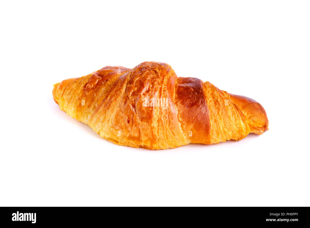 Ein Croissant auf weißem Hintergrund Stockfoto