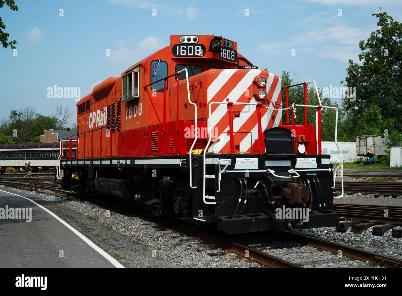 St-Constant, Kanada, 28. August 2018. Vintage diesel-elektrische Lokomotive auf Anzeige in der Exporail Museum. Credit: Mario Beauregard/Alamy leben Nachrichten Stockfoto