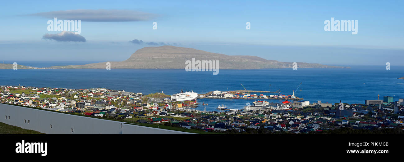 Panorama, mit Blick auf die Hauptstadt Thorshavn Färöer Inseln Stockfoto