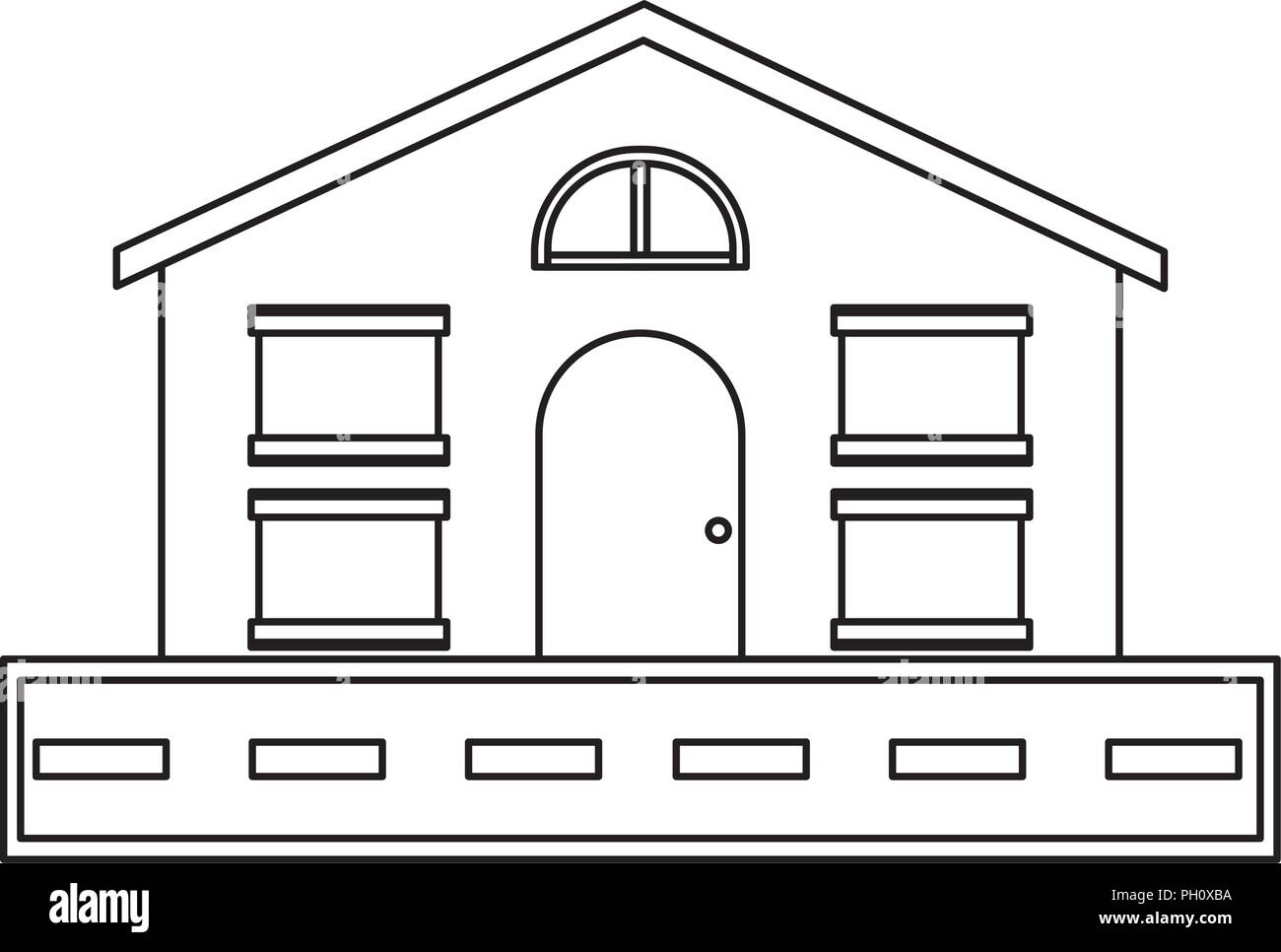 Modernes Haus und Straße über weißer Hintergrund, Vektor, Abbildung Stock Vektor